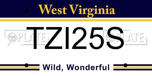 TZI25S West Virginia License Plate
