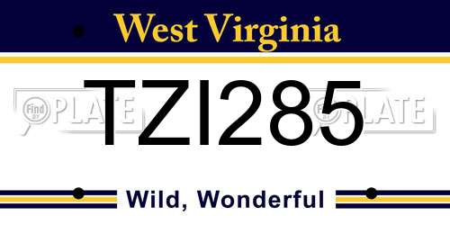 TZI285 West Virginia License Plate
