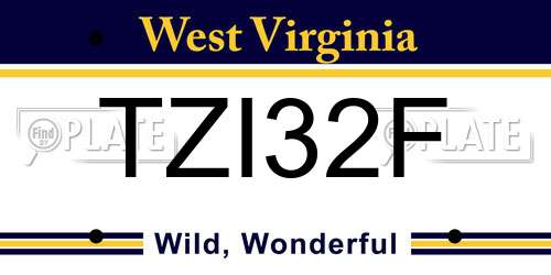 TZI32F West Virginia License Plate