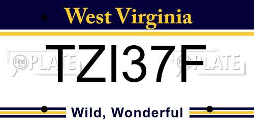 TZI37F West Virginia License Plate