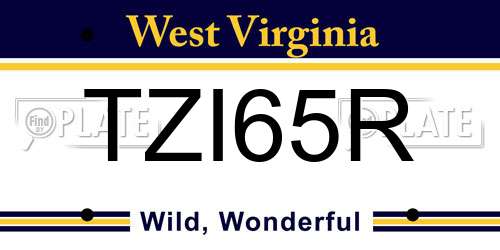 TZI65R West Virginia License Plate