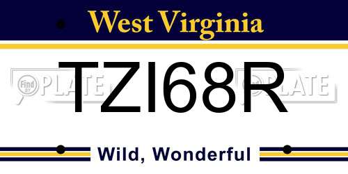TZI68R West Virginia License Plate