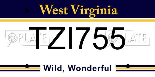 TZI755 West Virginia License Plate