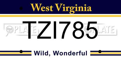TZI785 West Virginia License Plate