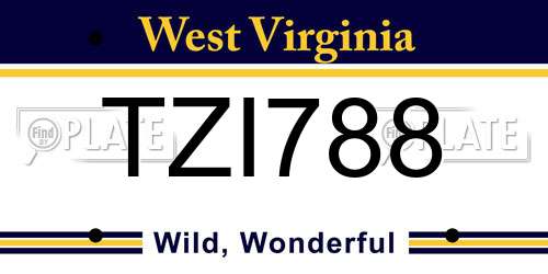 TZI788 West Virginia License Plate