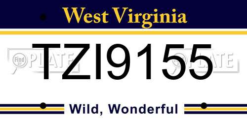 TZI9155 West Virginia License Plate