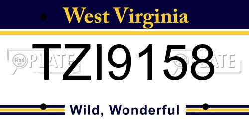 TZI9158 West Virginia License Plate