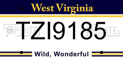 TZI9185 West Virginia License Plate