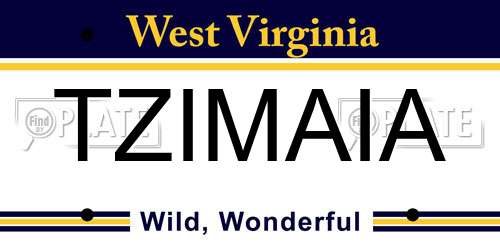 TZIMAIA West Virginia License Plate