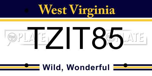 TZIT85 West Virginia License Plate