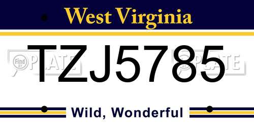 TZJ5785 West Virginia License Plate