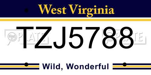 TZJ5788 West Virginia License Plate