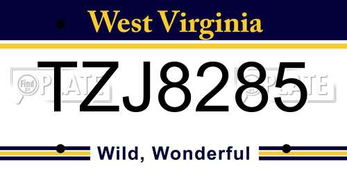 TZJ8285 West Virginia License Plate