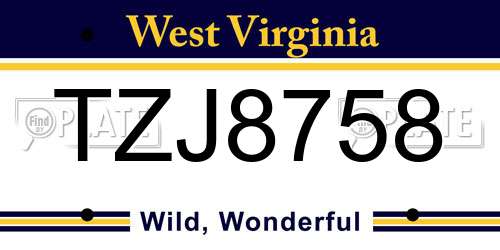 TZJ8758 West Virginia License Plate