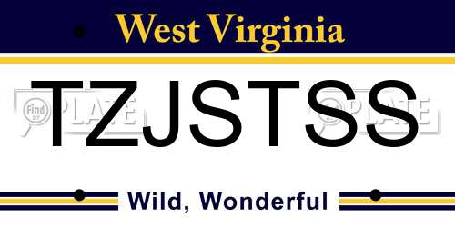 TZJSTSS West Virginia License Plate