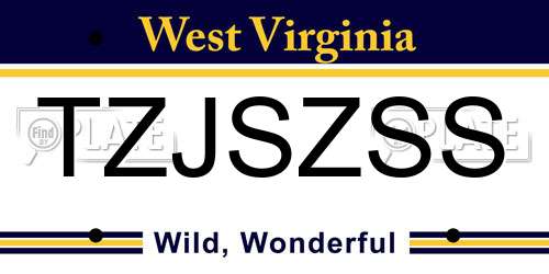 TZJSZSS West Virginia License Plate