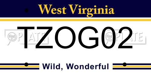 TZOG02 West Virginia License Plate