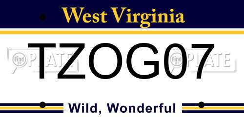 TZOG07 West Virginia License Plate