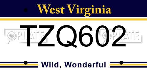 TZQ602 West Virginia License Plate