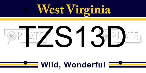 TZS13D West Virginia License Plate