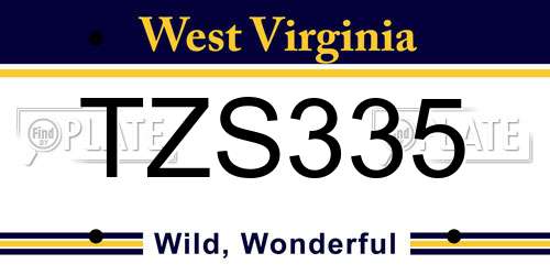 TZS335 West Virginia License Plate