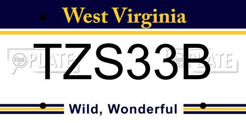 TZS33B West Virginia License Plate