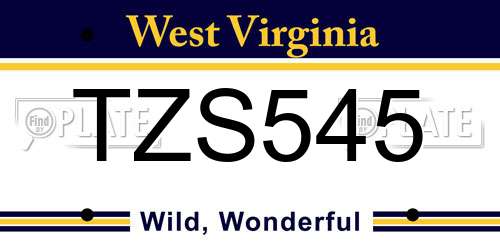 TZS545 West Virginia License Plate