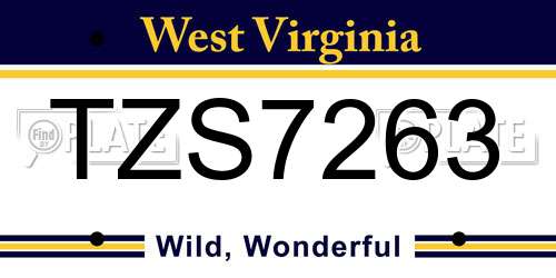 TZS7263 West Virginia License Plate