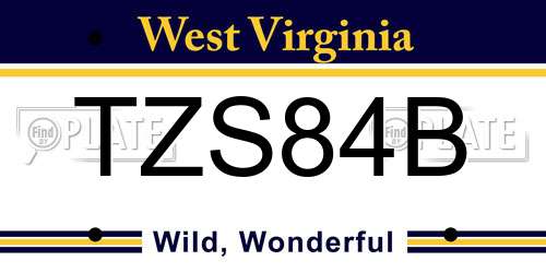 TZS84B West Virginia License Plate
