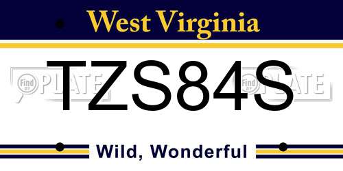 TZS84S West Virginia License Plate