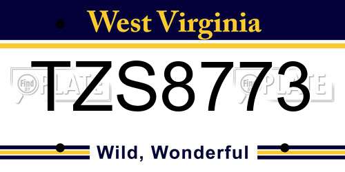 TZS8773 West Virginia License Plate