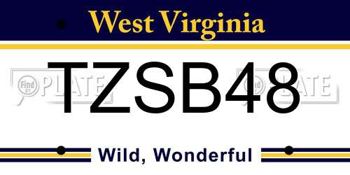 TZSB48 West Virginia License Plate