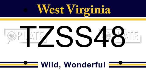 TZSS48 West Virginia License Plate