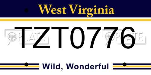 TZT0776 West Virginia License Plate