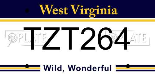 TZT264 West Virginia License Plate