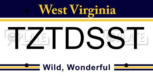 TZTDSST West Virginia License Plate