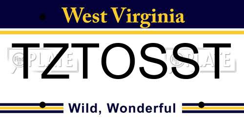 TZTOSST West Virginia License Plate