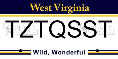 TZTQSST West Virginia License Plate