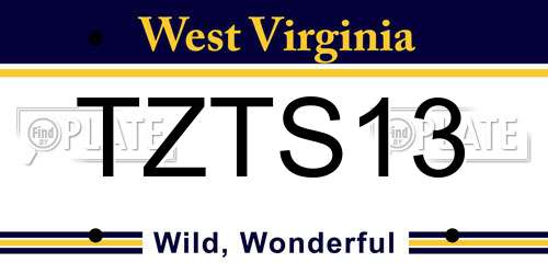 TZTS13 West Virginia License Plate
