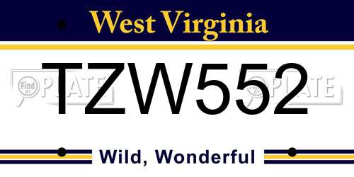 TZW552 West Virginia License Plate