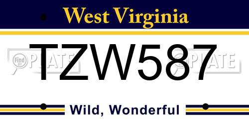 TZW587 West Virginia License Plate