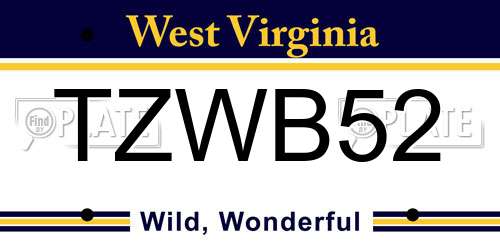 TZWB52 West Virginia License Plate
