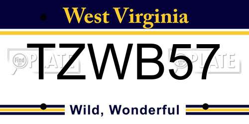 TZWB57 West Virginia License Plate