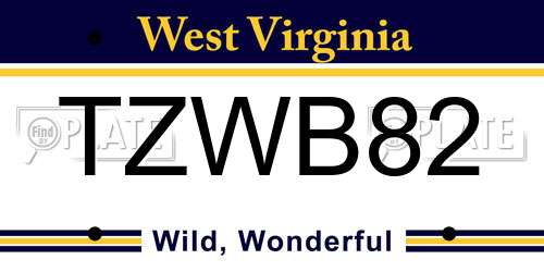 TZWB82 West Virginia License Plate
