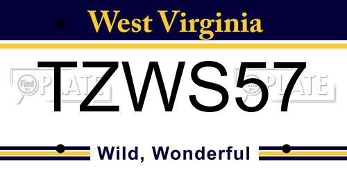 TZWS57 West Virginia License Plate
