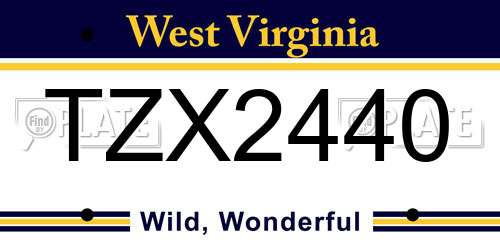 TZX2440 West Virginia License Plate