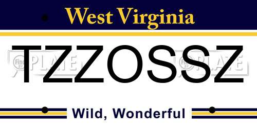 TZZOSSZ West Virginia License Plate