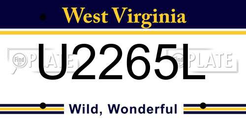 U2265L West Virginia License Plate
