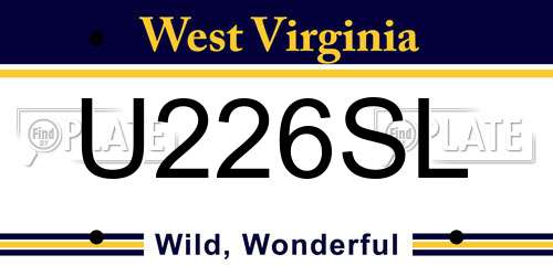 U226SL West Virginia License Plate