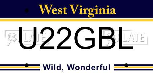 U22GBL West Virginia License Plate